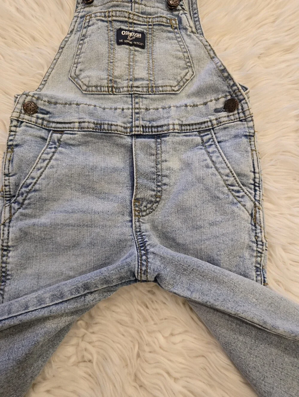 ​OshKosh Bgosh Toddler 2T Light Wash Denim Overalls Blue Bib Jeans Dungaree Pant